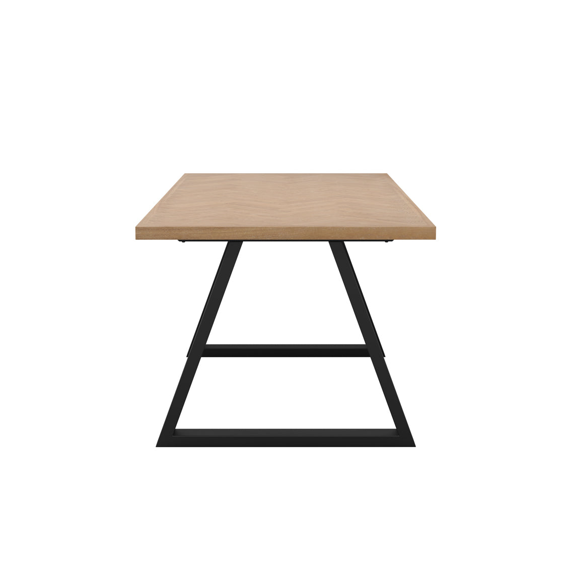 Hyde Black & Natural Light Wood Herringbone Dining Table | 8 Seater